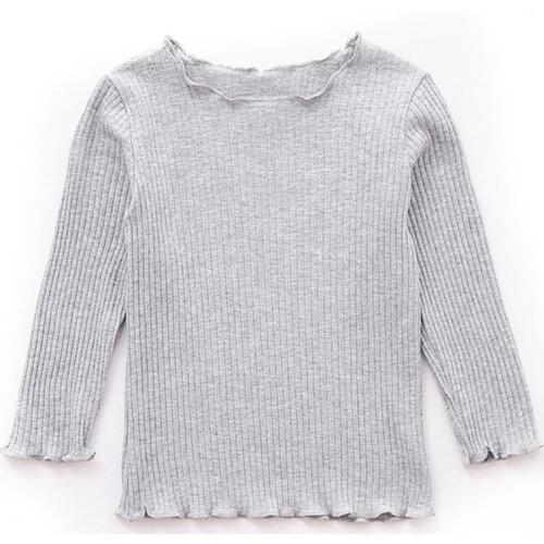 2021 New Autumn Baby Girls Long Sleeve Solid T-shirt Kids Cotton Tops Tees Casual Blouse