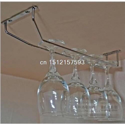 New Wholesale Chrome Plated Stemware Wine Glass Cup Hangers Rack Shelf Holder Hanging +Screws Set 55cm 21 Bar Decoration
