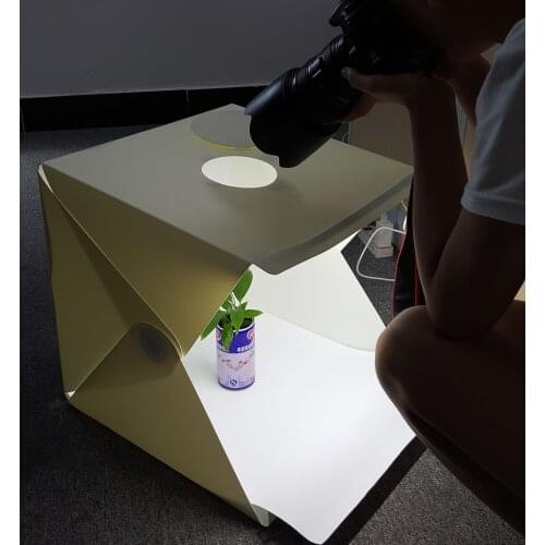 NEW Large (40x40x40cm) Folding Tabletop Studio Diffuse Soft Box with LED Light Black White Background Photo Studio Accessories
