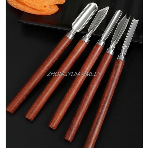 Food carving knife, stainless steel U-shaped poke knife, V pull carving knife, professional chef fruit carving knife