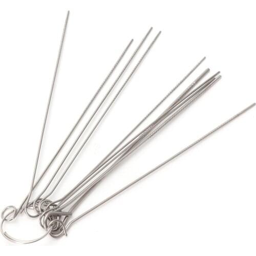 10pcs 0.6mm-1.3mm Guitar Nut Needle Files Nozzle Jet Gas Welding Tip Cleaner