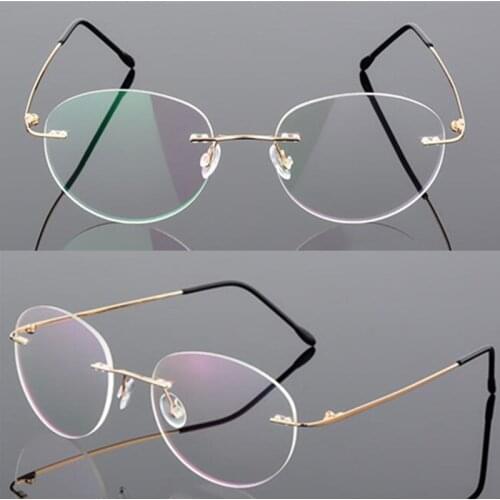 9 Color Retro Half Round Foldable Ultralight Memory Titanium Alloy Rimless Glasses Frame Men Prescription Myopia Optical Eyewear
