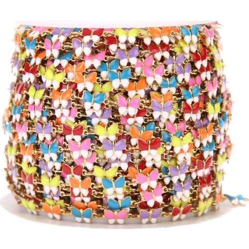 1M Stainless Steel Gold Plated 6mm Width Chains Charm Butterfly Link Chain for DIY Bracelets Necklaces Jewelry Making Findings