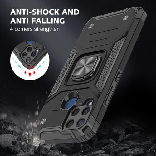 Magnetic Metal Finger Ring Holder Armor Shockproof Case For OPPO Realme C15 Soft TPU Frame Hard PC Protective Back Cover Fundas