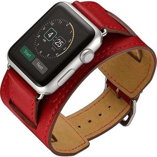Genuine leather Strap for apple watch band 38mm 44mm 40mm 42 mmCuff Bracelet Wrist metal classic buckle iwatch band 6 5 4 3 se