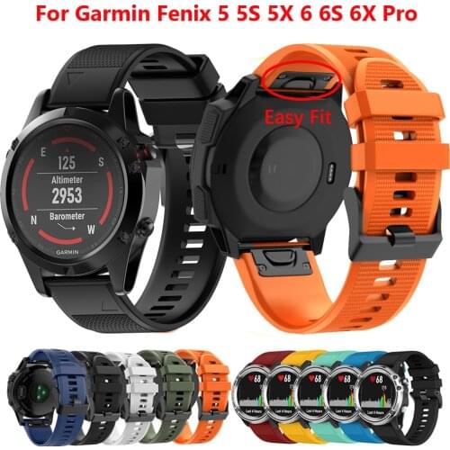 20 22 26mm Silicone Watchband Strap For Garmin Fenix 6X 6 6S Pro 5X 5 5SPlus 3HR WristBand EasyFit Quick Release Fenix5 Bracelet