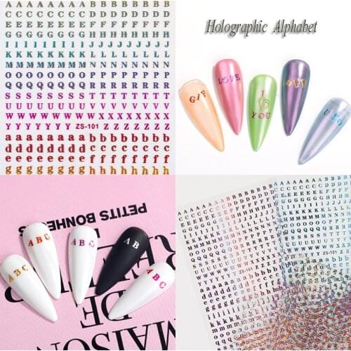 2021 New 3D Bohemia Self-adhesive Holographic Alphabet Image Nails Stickers For Nails Sticker Decorations Manicure Z0447