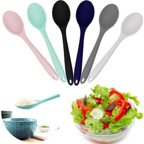 Silicone spoon Soup spoon Stirring spoon Unbreakable Flexible Silicone Long Handle Kitchen Scoop Cooking Ladle Soup Spoon hot
