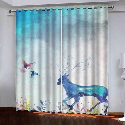 Green curtains 3D Blackout Curtains For Living room Bedding room Drapes Cotinas para sala