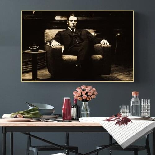 Godfather Al Pacino Vintage Movie Wall Posters And Prints Black Black And White Godfather Canvas Art Paintings For Living Room