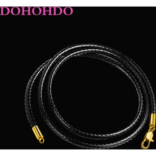 1.5-3mm Necklace Cord Leather Cord Wax Rope Chain With Stainless Steel Gold Color Lobster Clasp For DIY Necklace Jewelry Making