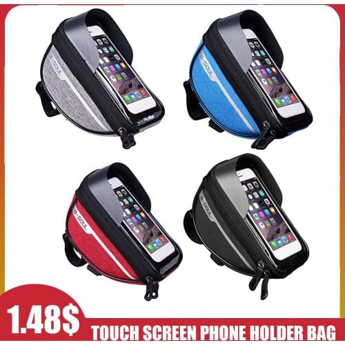B-SOUL Bike Bicycle Handlebar Phone Bag Cycling Front Tube Touchscreen Pannier Bag Waterproof Phone Holder for Outdoor Riding