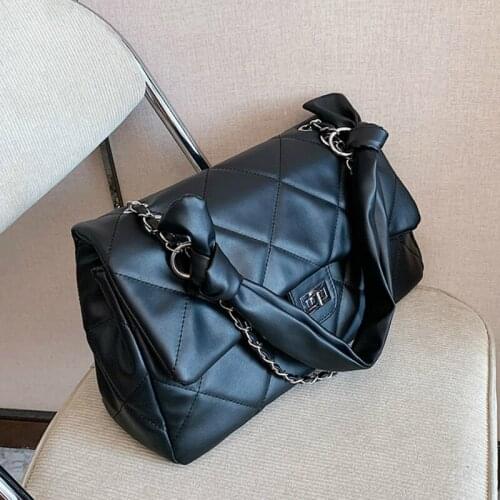Winter Black Quilted Retro Large-Capacity Bag Womens Bag 2021 New Style Fashion All-Match Simple Shoulder Bag Tote Bag