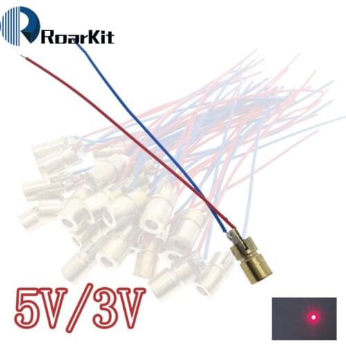 10PCS/LOT Laser Diodes 5mW 650 nm Diodo RED Dot Laser Diod Circuit 3V/5V 5mW 650nm Module Pointer Sight Copper Head