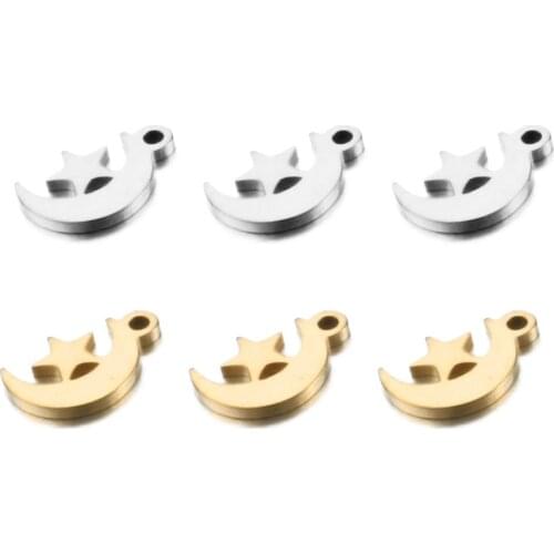20pcs/Lot Stainless Steel High Polish Moon Star Charms Pendants for DIY Jewelry Making Necklace Bracelet Accessories
