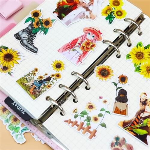 30pcs/ pack Creative Cute Self-made Mori girl sunflower Scrapbooking Stickers /Decorative Sticker /DIY Craft Photo Albums