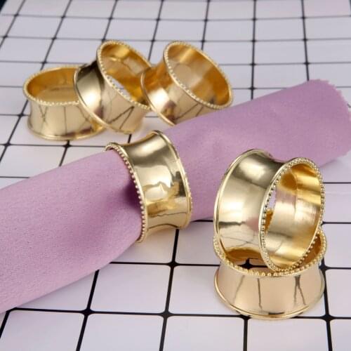 6Pcs Metal Modern Round Napkin Rings Napkin Buckle Holder Cloth Ring Household Hotel Dinner Table Serviette Exquisite Decoration