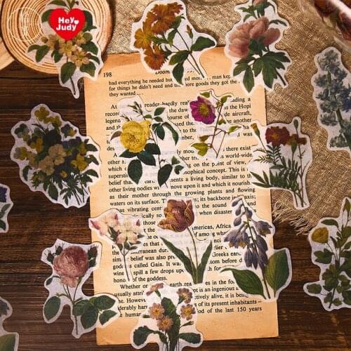 60Pcs 185*90mm Vintage Flower Plant Butterfly Stickers Scrapbooking Album Journal Crafts Planner Decorative Stickers diy