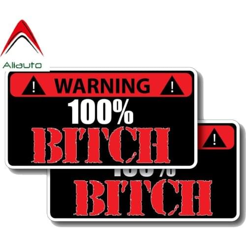 Aliauto 2 X Funny Car Sticker Warning 100% Bitch Interesting Words Decal Accessories PVC for Mazda 3 Golf 4 Mini Cooper,14cm*7cm