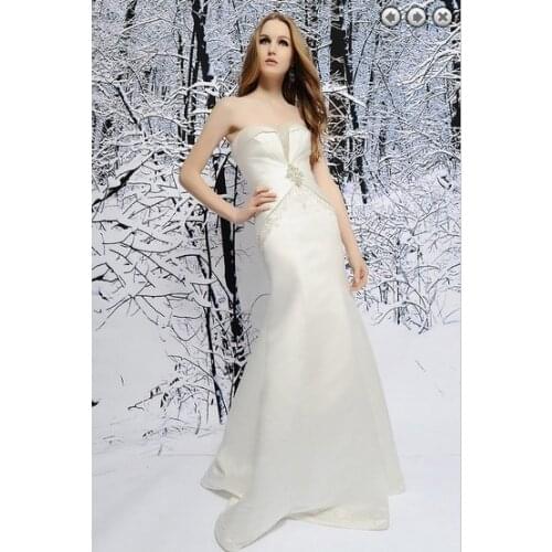 Free shipping dinner dress 2016 new fashion white long dress crystal beaded sweetheart stain wedding Dresses formal bridal gown