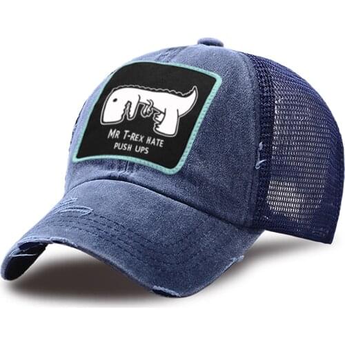 Fashion Street Baseball Hats Mr T rex Hate Push Ups Hip Hop Riding Caps Breathable Snapback Hat Unisex Cotton Mesh Trucker Cap