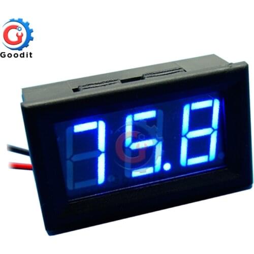 Digital Voltmeter, 0.56" 3 Wire Digital LED Voltmeter Voltage Meter Panel with Reverse Protection DC 0-100V Red Blue