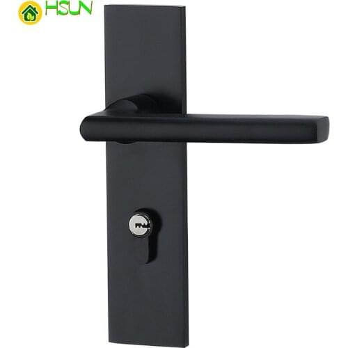 European Solid Lock Bedroom Within Door Lock Black Concise Space Aluminum Solid Wood Door Lock