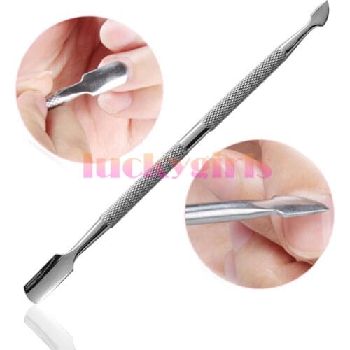 Nail Art tools Stainless Steel Essential Cuticle 2 Way Spoon Pusher Pedicure Manicure Gift Present