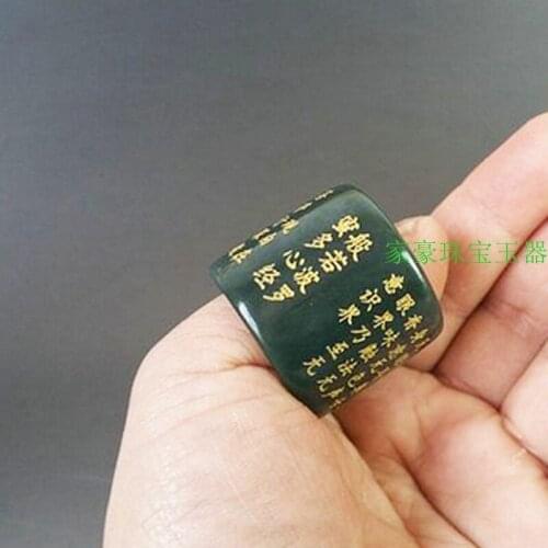 NATURAL BLACK GREEN JADE RINGS HANDCARVED SCRIPTURE HEART SUTRA GREEN JADE RINGS JADEITE JADE RING JADE BRAND RING JADE JEWELRY