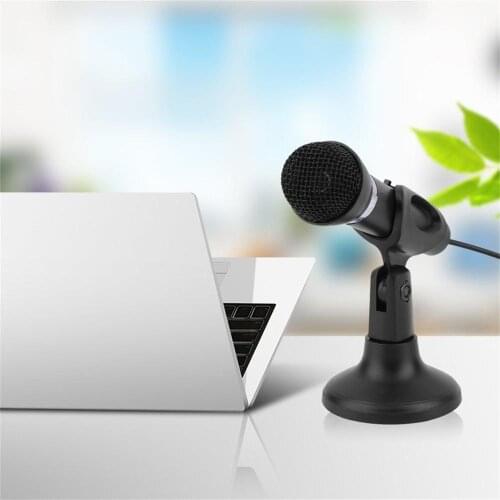 Computer Notebook Desktop Microphone KTV-307 Wire Karaoke Handheld Microphone 3.5mm Mic With Base For Singing Recording