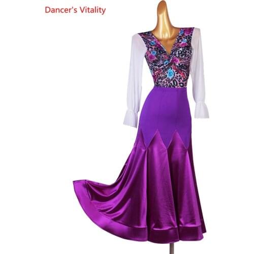 Ballroom Dance Suit Female Child Adult Elegant Top Practice Clothes Suit Waltz Dancewear Big Swing Skirt Shirt Competition Set