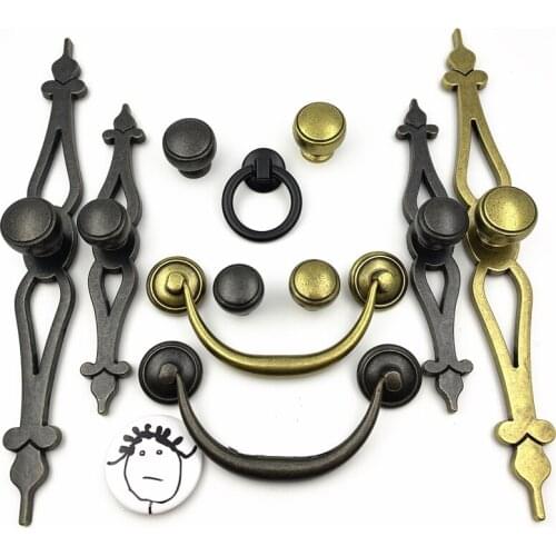 LCH Vintage Style Solid Zinc Alloy Drawer Handle Door Pull Cabinet Handle Antique Brass Ancient Style European Style Silver