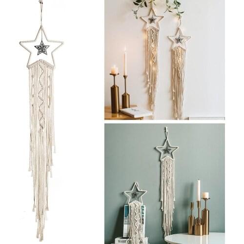 Dreamcatcher Nordic Style Stars Moon Crafts Wind Chimes Handmade Bohemian Dreamcatcher Net For Wall Hanging Home Decoration