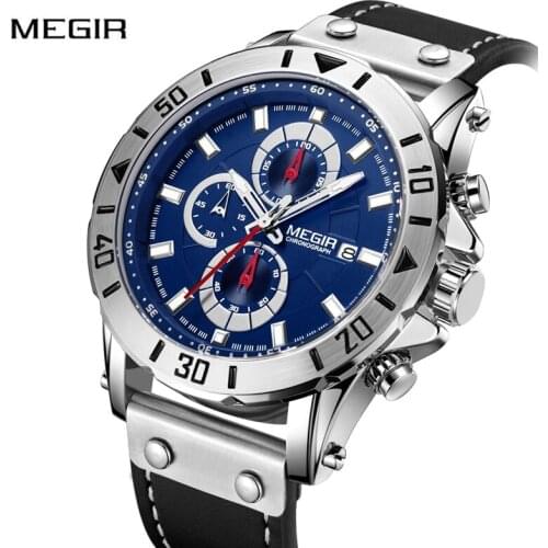 MEGIR Waterproof Chronograph Sport Watch Men Top Brand Luxury Multi-function Mens Watch Auto Date Men Watch Relogio Masculino