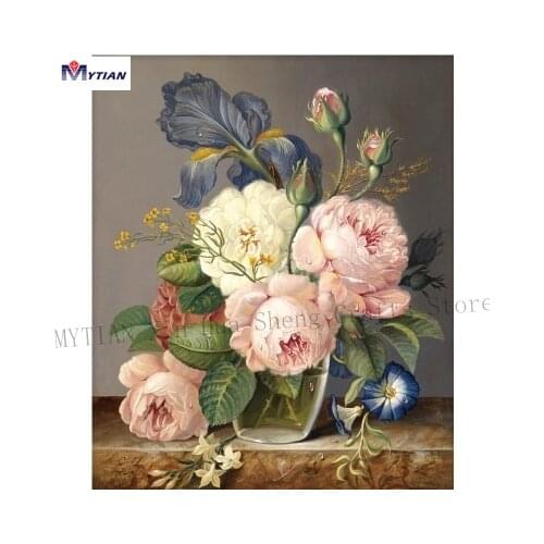 MYTIAN Diamond Painting Flowers DIY 3D Diamond Embroidery Peony Flower Cross Stitch Oil Painting Handmade Home Decor Gift