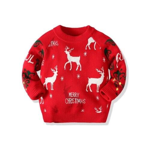 Autumn Winter New Kids Sweaters Fashion Christmas Clothes Sweater for Boys Baby Girls Cartoon Elk Knitted Sweaters Pullover Tops