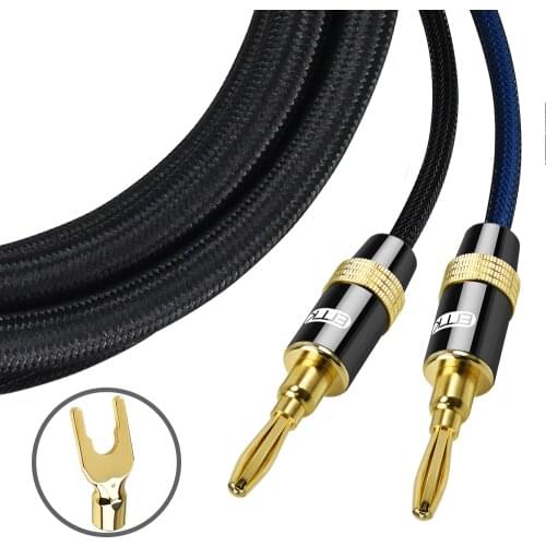 Braided Speaker Cable with 4mm Plugs Gold Plated Musical Wire Pin Banana Plug Connectors