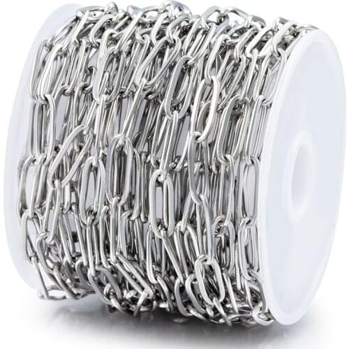 1 Meter Flat Oval Cross Chain Stainless Steel Curb Cuban Chains Necklace Bracelet For DIY Jewelry Making Accessories Width 4mm