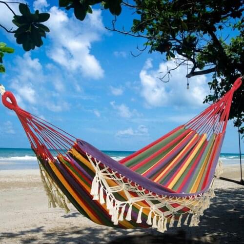 Portable Outdoor Hammock Camping Wind Fringed Two-person Sleeping Swing For Travel Parachute Hammocks With Storage Bag