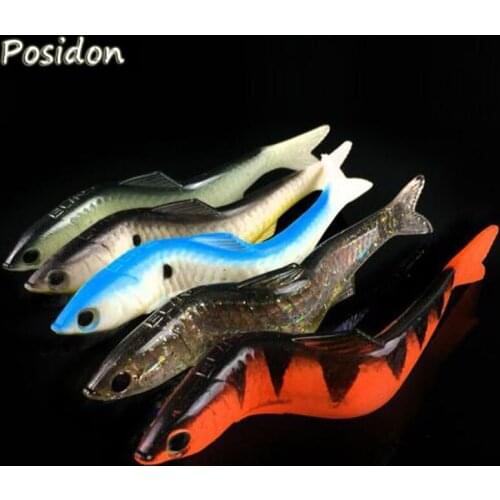 Posidon 5pcs/bag 13cm 12.7g Soft Fishing Lure Aluminum Inside Curved Available Artificial Fishing Soft Bait