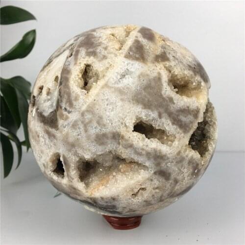 Natural Sphere Ball Voog Quartz Crystal Cluster Healing Stones Specimen Home Crafts Decoration Gift Geode