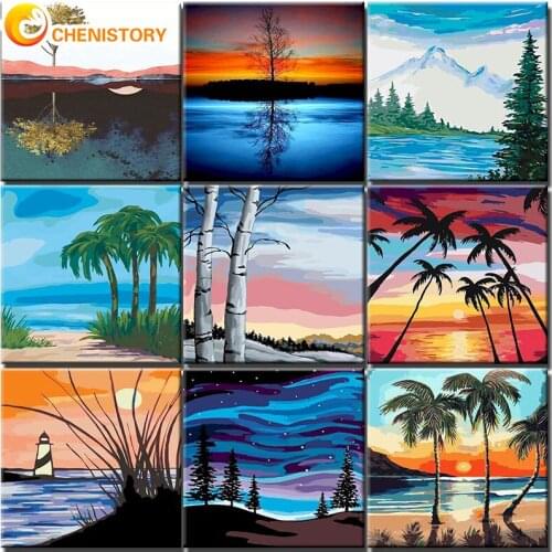CHENISTORY 40x50cm Frame DIY Painting By Numbers Landscape Kits On Canvas Acrylic Paint For Adults Coloring By Numbers Decor Art