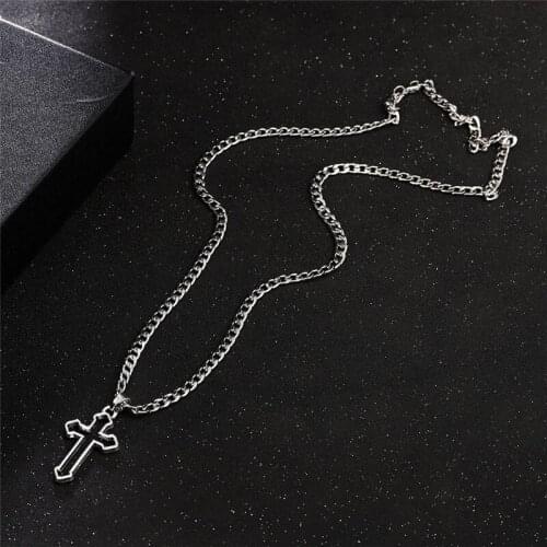 A Girl' New 2021 Hollow Cross Pendant Necklace Cool Street Style Punk Necklace For Women and Men Fashion Jewelry