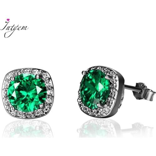 Ruby Citrine Emerald 3 Colors Stud Earrings Womens Earring 925 Sterling Silver Jewelry Party Anniversary Wedding Birthday Gifts