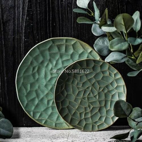 Nordic Lotus Leaf Design Plate Fission Pattern Ceramic Household Steak Plates Dessert Plate Creative Dinner Plate Dinnerware