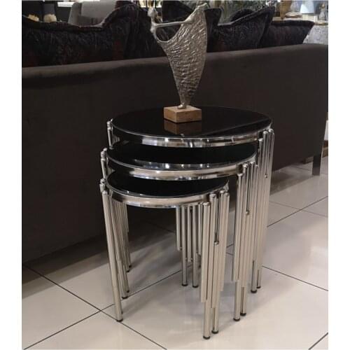 Modern Piano 3 Pcs Zigon coffee table Kit Silver Color coffee tables table basse furniture living room table