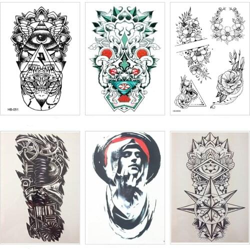 Fashion Black and white eye mechanical waterproof Temporary Tattoo Sticker 21x15 CM