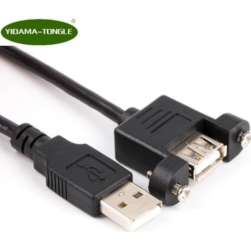 USB 2.0 Extension Cable Male to Female With Screw Panel Mount Foil+Braided Shielded 30cm 50cm 1m 2m 3m 5m