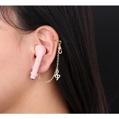 UNNAIER Bluetooth headset anti-drop ear clip male guitar note ear bone clip without pierced female earphone anti-lost earrings