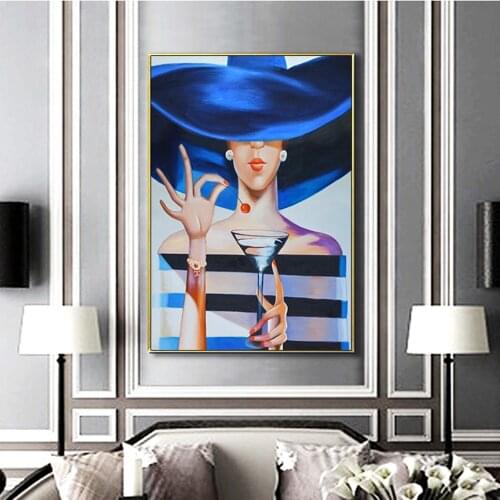 Cherry Girl Oil Paintings Print On Canvas Art Prints Posters And Prints Model Holding A Goblet Wall Pictures For Living Bar Room